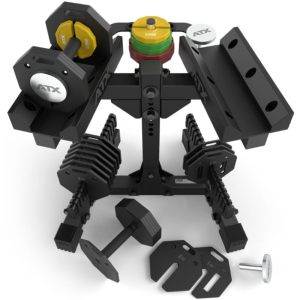 ATX® Octa-Dumbbells 2 x 24 kg - Mancuernas octagonales ajustables - soporte de almacenamiento incluido