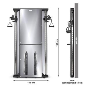 ATX® Máquina de musculación de pared con doble polea funcional - efecto espejo - 2 columnas de peso de 60 kg