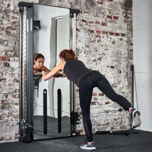 ATX® Máquina de musculación de pared con doble polea funcional - efecto espejo - 2 columnas de peso de 60 kg