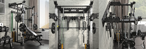 ATX® Estación de cruce de poleas con Multipower y 2 columnas de peso de 90kg - montaje en pared