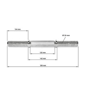 Barra de mancuerna - 30 mm x 350 mm, grabación de rosca