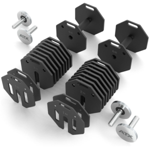 ATX® Octa-Dumbbells 2 x 24 kg - Mancuernas octagonales ajustables - soporte de almacenamiento incluido