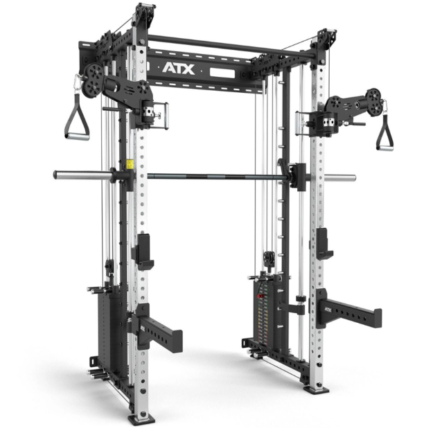 ATX® Estación de cruce de poleas con Multipower y 2 columnas de peso de 90kg - montaje en pared