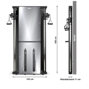 ATX® Máquina de musculación de pared con doble polea funcional - efecto espejo - 2 columnas de peso de 60 kg